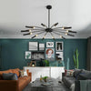 12 Light Matte Black Sputnik Chandelier Modern Metal Linear Hanging Light Fixture