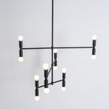 12 Light Modern Adjustable Metal Chandelier Electroplated Pendant Lighting for Dining Room and Living Area
