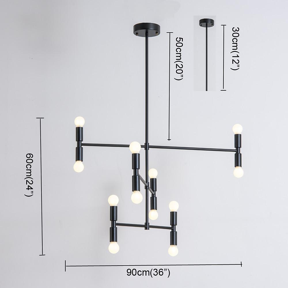 12 Light Modern Adjustable Metal Chandelier Electroplated Pendant Lighting for Dining Room and Living Area