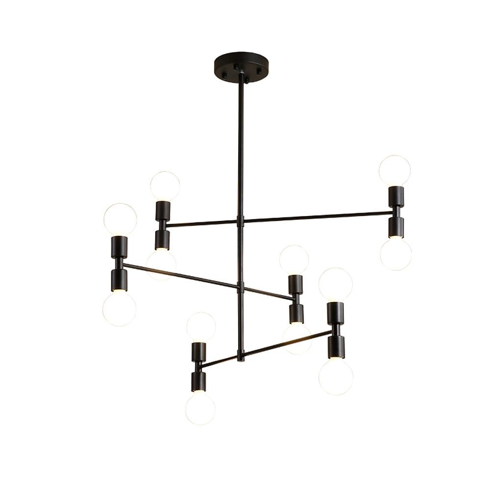 12 Light Modern Adjustable Metal Chandelier Electroplated Pendant Lighting for Dining Room and Living Area
