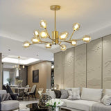 12 Light Nordic Glass Sputnik Pendant LED Chandelier for Modern Living Room and Kitchen Island Lighting