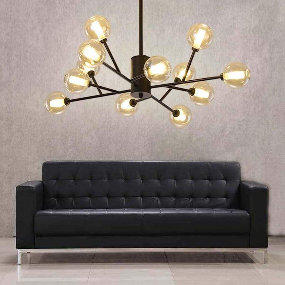12 Light Nordic Glass Sputnik Pendant LED Chandelier for Modern Living Room and Kitchen Island Lighting