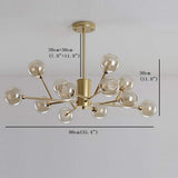 12 Light Nordic Glass Sputnik Pendant LED Chandelier for Modern Living Room and Kitchen Island Lighting