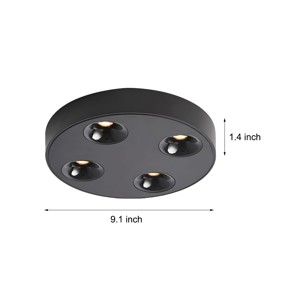 Modern 9.1 Inch Round LED Flush Mount Ceiling Light 4 Light Ultra Thin Low Profile Aluminum Fixture