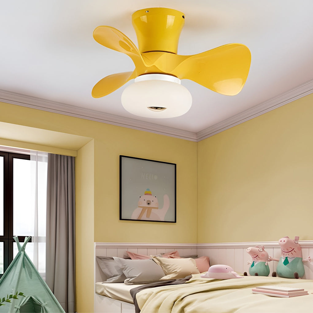 Nordic Style Macaron Color LED Ceiling Fan with Inverter Motor and Remote Control Dimming
