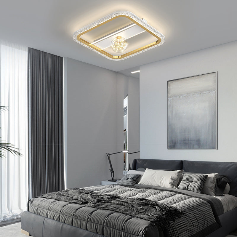 Contemporary Dimmable LED Geometric Ceiling Light Fixture in Black and Gold Finishes