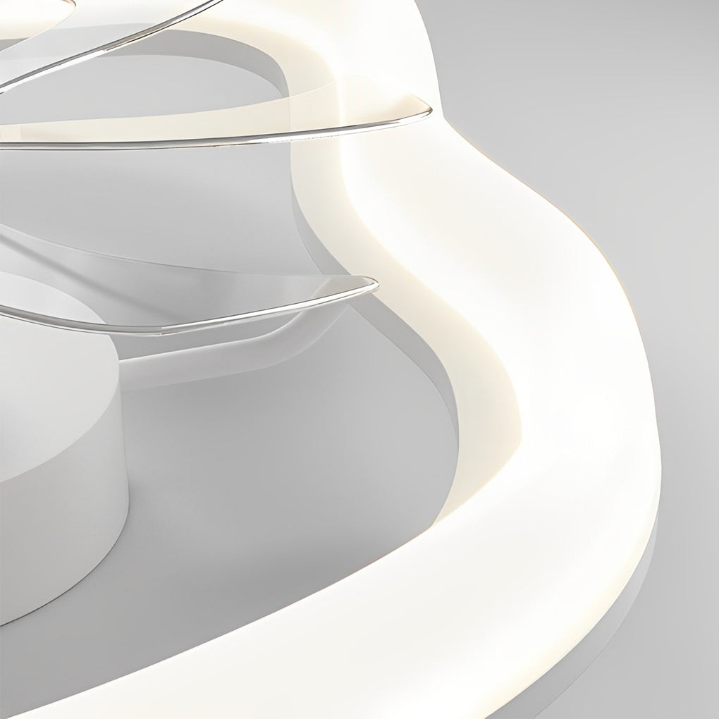 Modern White LED Ceiling Fan with Remote Control and Stepless Dimmable Lighting