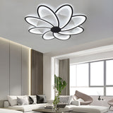 Geometric Flower LED Flush Mount Ceiling Light with Acrylic Petal Design in Black