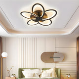 Geometric Flower LED Flush Mount Ceiling Light with Acrylic Petal Design in Black