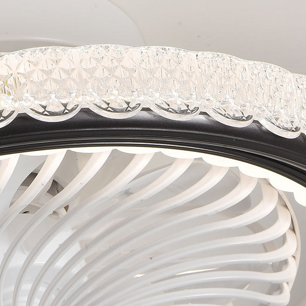 Modern Flush Mount Bladeless Ceiling Fan with Dimmable LED Light and Silent Motor