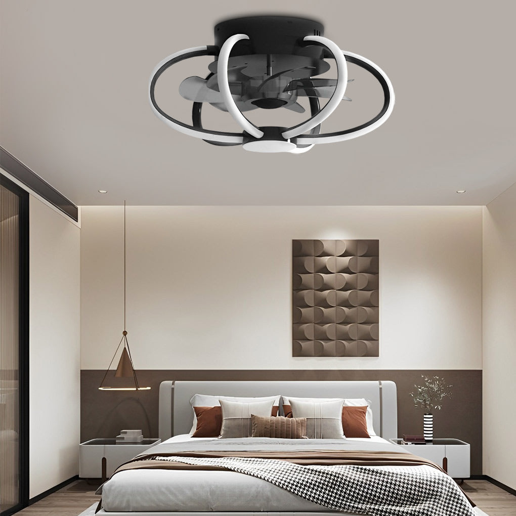 Creative Flower Shaped Bladeless Ceiling Fan with Dimmable LED Light and Remote Control