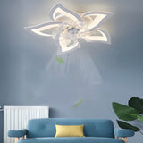 Modern Nordic Flower Shaped LED Ceiling Fan with Three Step Dimming and Timed Shutdown