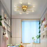 Modern Starry Design Ceiling Fan with 3 Color Dimming Light for Childrens Bedroom