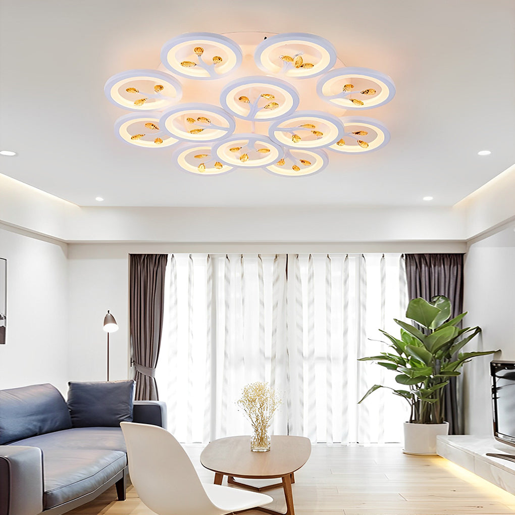 Modern White Flower LED Ceiling Light Dimmable Flush Mount Nordic Bedroom Fixture