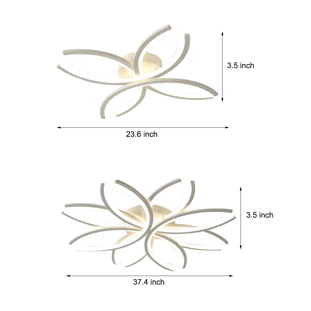 Modern Flower Shaped Acrylic LED Ceiling Light Dimmable Flush Mount Fixture for Bedroom and Living Room