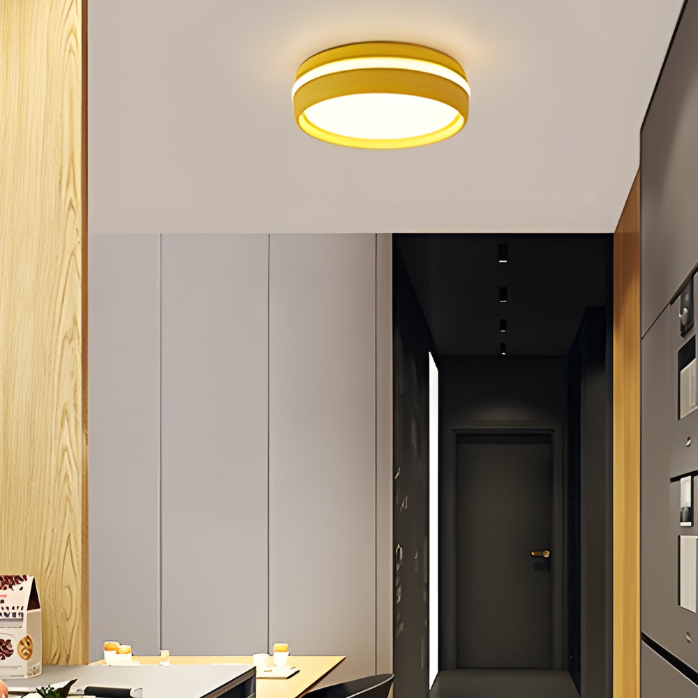 Modern Round LED Flush Mount Ceiling Light with Acrylic Shade for Bedroom Hallway and Living Room