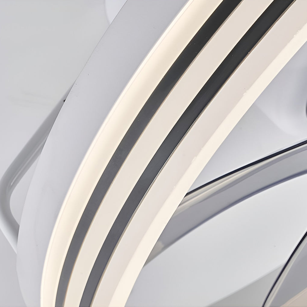 Modern Flush Mount Ceiling Fan with Stepless Dimming LED Light and 360 Degree Rotating Airflow