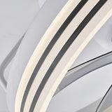 Modern Flush Mount Ceiling Fan with Stepless Dimming LED Light and 360 Degree Rotating Airflow