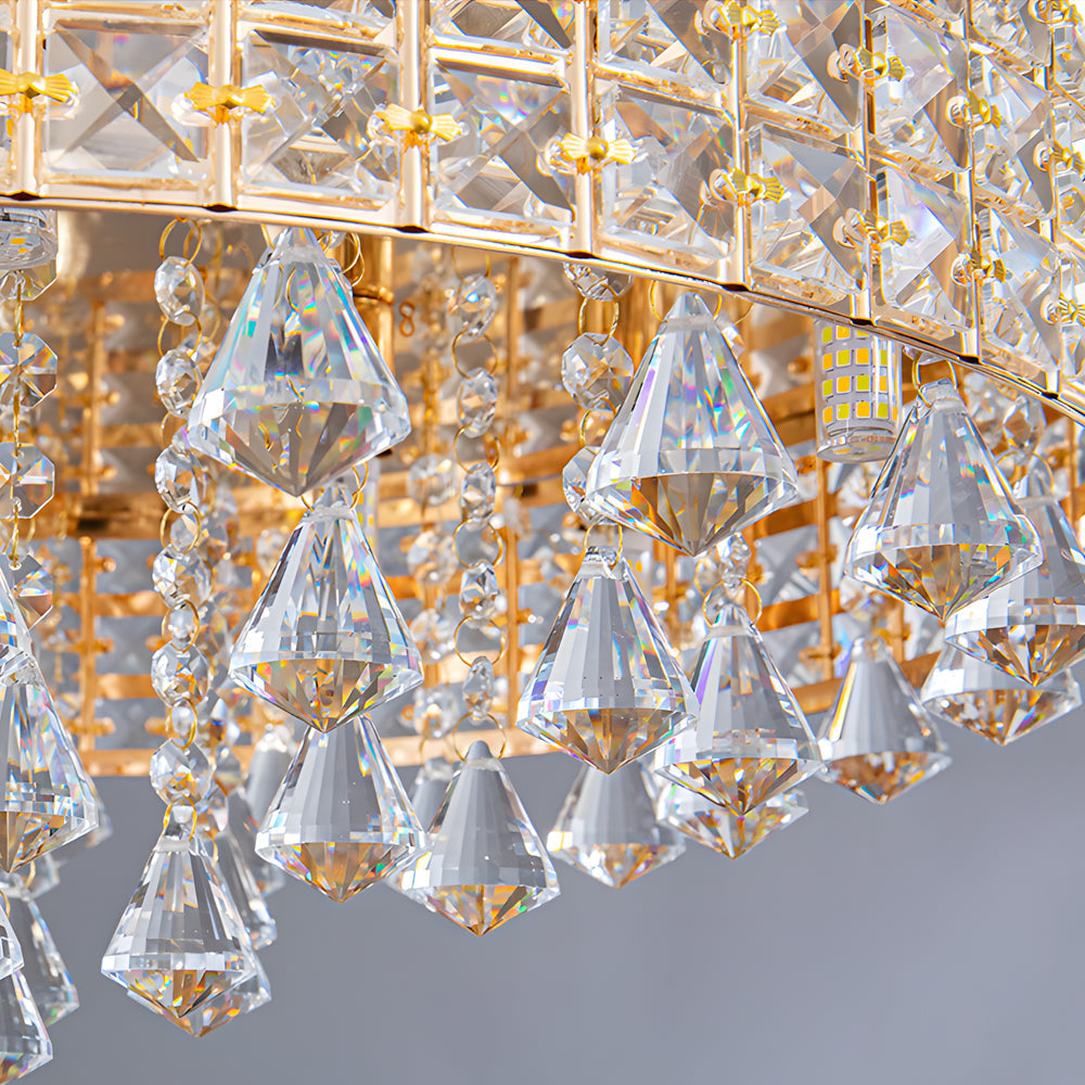 19 Inch Modern Round Crystal LED Ceiling Light Fixture for Living Room Bedroom and Hallway