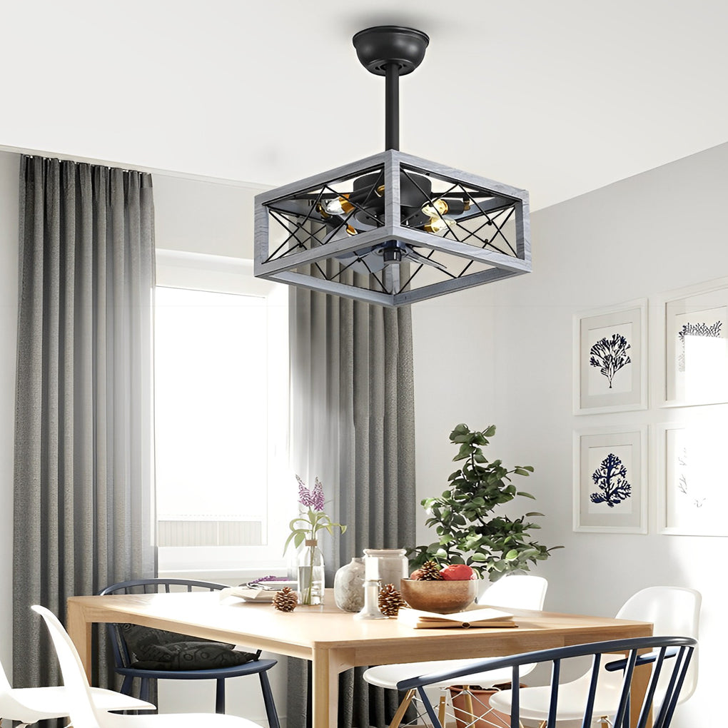 Retro Bladeless Ceiling Fan with 3 Color Dimmable LED Light and Remote Control
