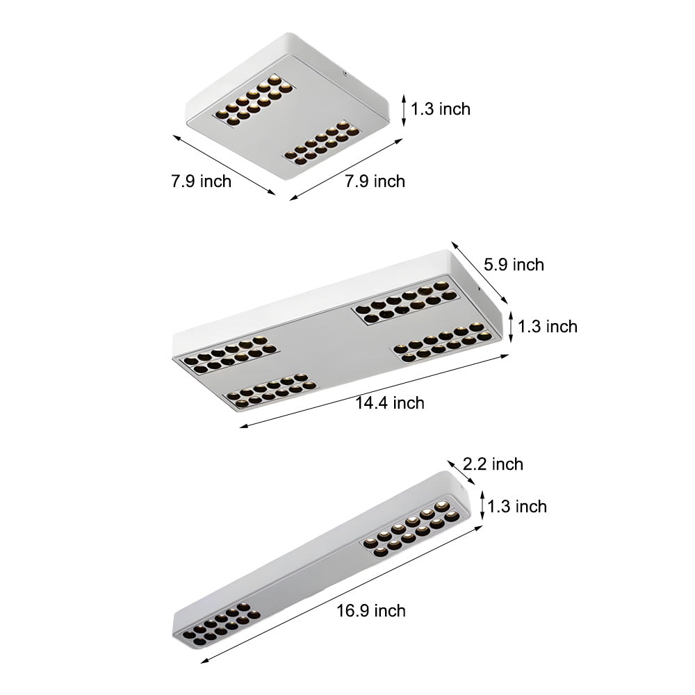 Modern Minimalist Aluminum LED Flush Mount Ceiling Downlight in Square or Rectangular Design