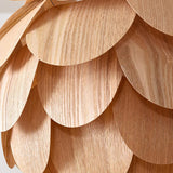 15 Inch Rustic Pineapple Ash Wood Pendant Light Handcrafted Wooden Hanging Lamp for Kitchen Island