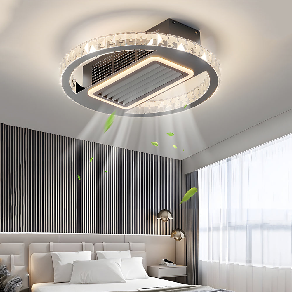 Nordic 19.7 Inch Low Profile Bladeless Ceiling Fan with Dimmable LED Light and 6 Speed Remote Control
