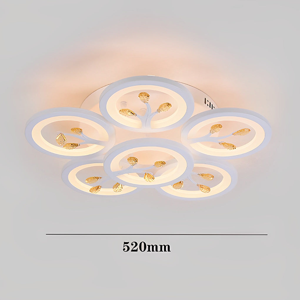Modern White Flower LED Ceiling Light Dimmable Flush Mount Nordic Bedroom Fixture