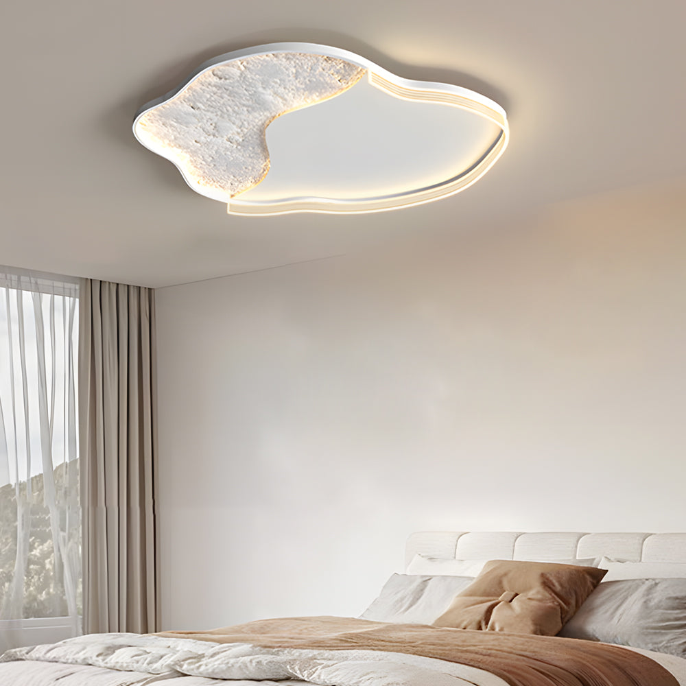 Modern Moon Texture LED Ceiling Light 3 Step Dimming Geometric Flush Mount Lamp