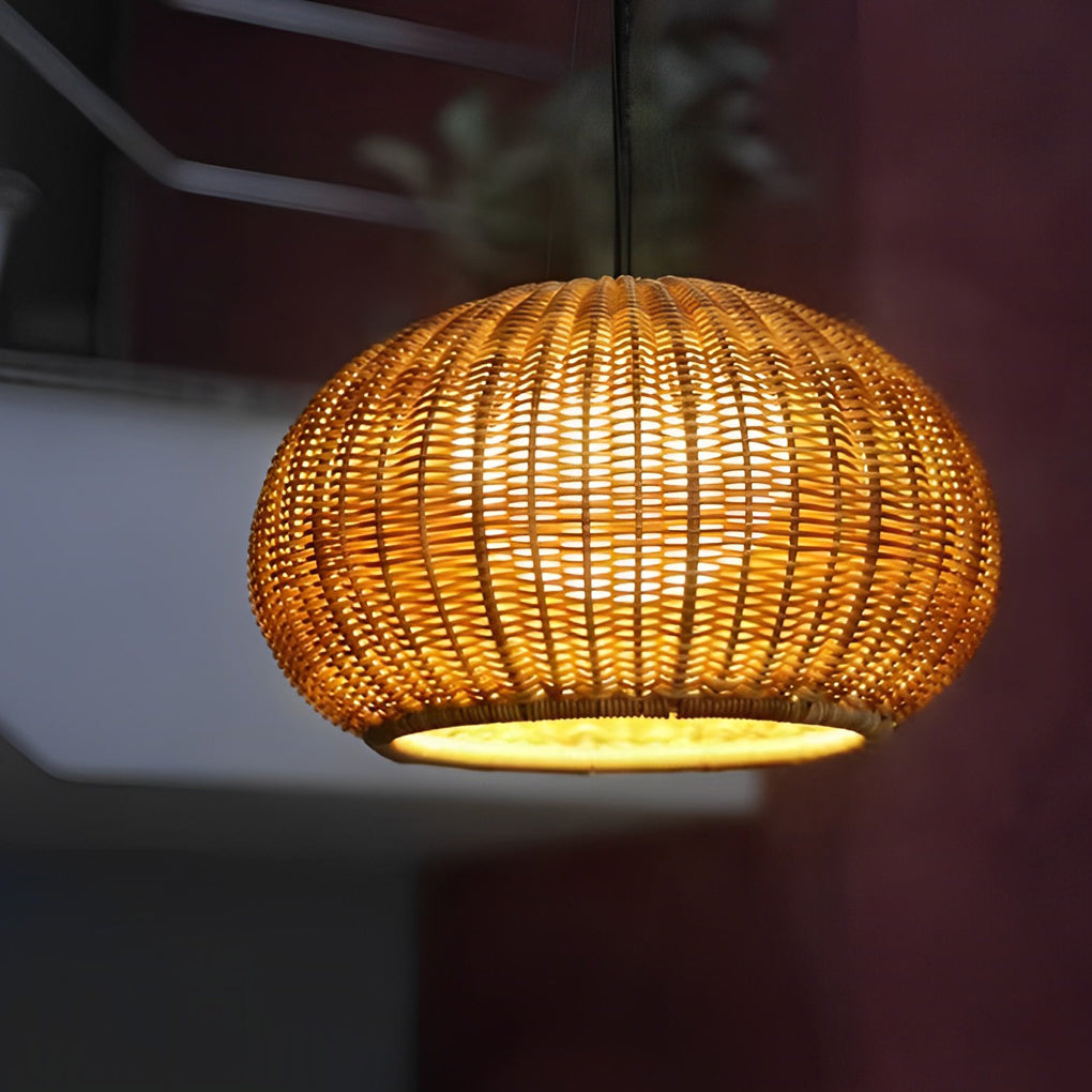Modern Waterproof Rattan Lantern Outdoor Wall Sconce and Garden Hanging Pendant Lamp