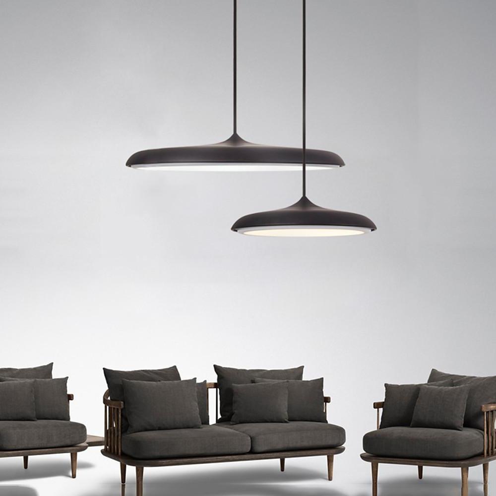 16 Inch Modern Round Metal LED Pendant Light Adjustable Hanging Island Lighting for Kitchen Dining Room