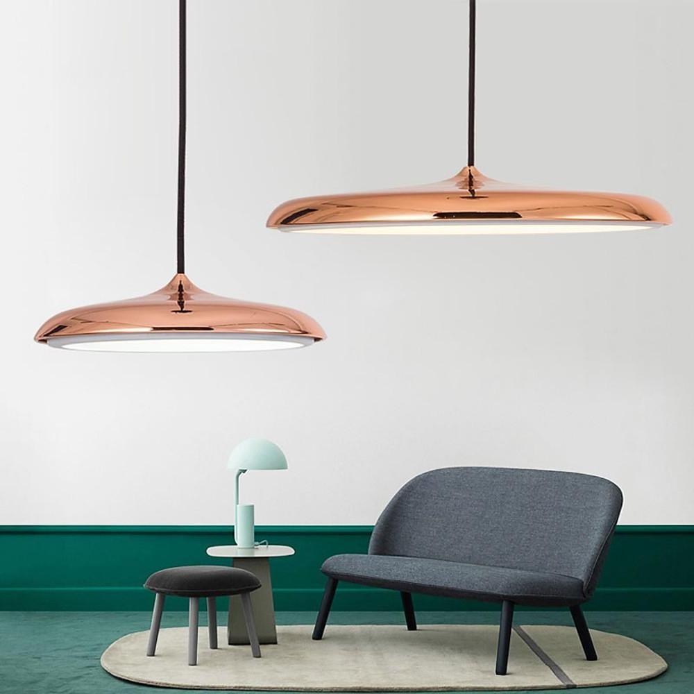 16 Inch Modern Round Metal LED Pendant Light Adjustable Hanging Island Lighting for Kitchen Dining Room