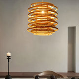 16 Inch Round Bamboo Woven Pendant Light Farmhouse Hanging Ceiling Lamp for Living Room