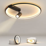16 Inch Round Dimmable Flush Mount Ceiling Light with Adjustable Track Spotlights