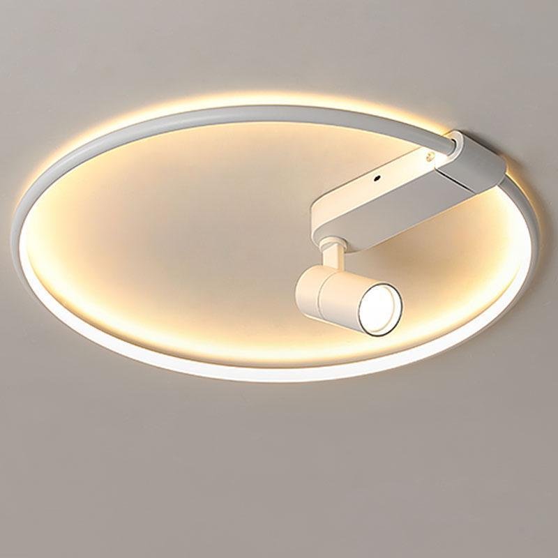 16 Inch Round Dimmable Flush Mount Ceiling Light with Adjustable Track Spotlights