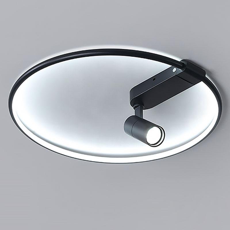 16 Inch Round Dimmable Flush Mount Ceiling Light with Adjustable Track Spotlights