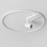 16 Inch Round Dimmable Flush Mount Ceiling Light with Adjustable Track Spotlights