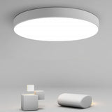 Modern 16 Inch Dimmable Round LED Flush Mount Ceiling Light with Remote in White