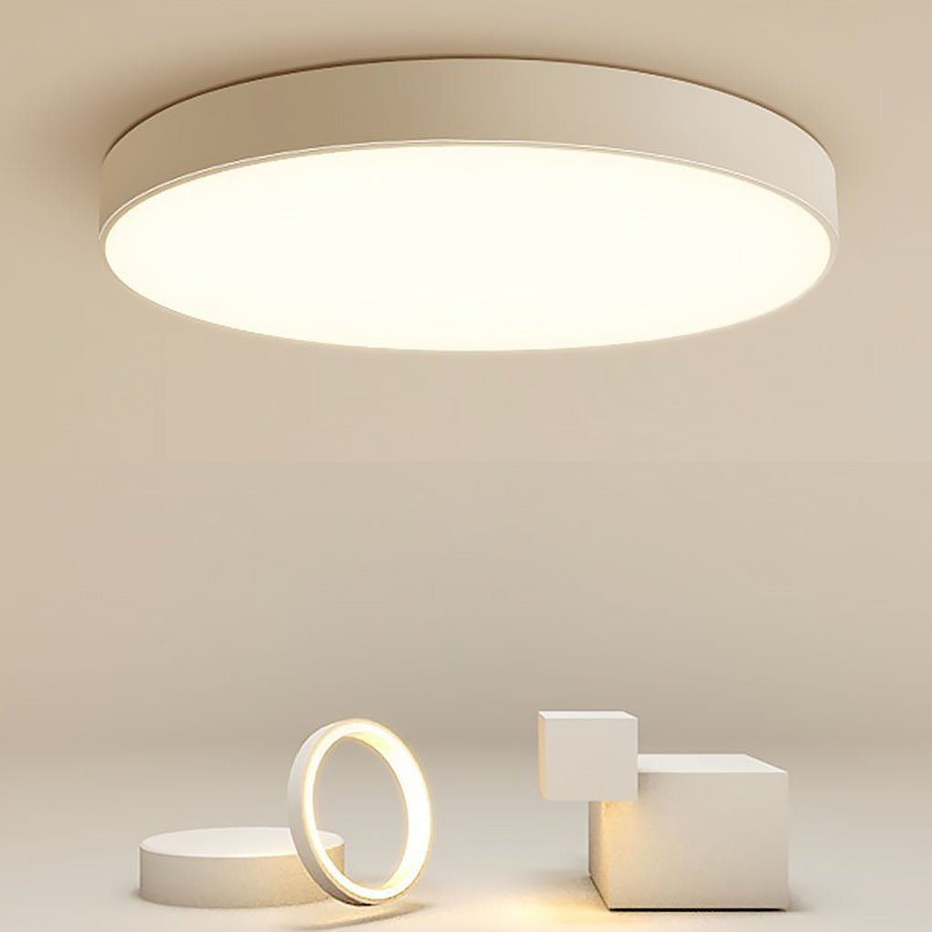 Modern 16 Inch Dimmable Round LED Flush Mount Ceiling Light with Remote in White