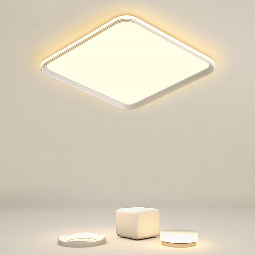 16 Inch Square LED Flush Mount Ceiling Light with Remote Control Dimmable Modern White Fixture