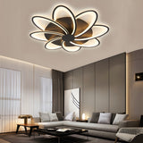 Geometric Flower LED Flush Mount Ceiling Light with Acrylic Petal Design in Black