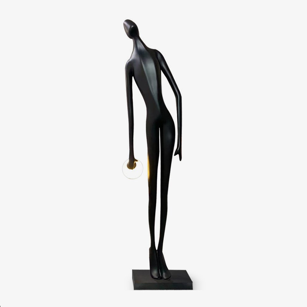 abstract-humanoid-figure-sculpture-floor-lamp-with-minimalist-ring-light-globe
