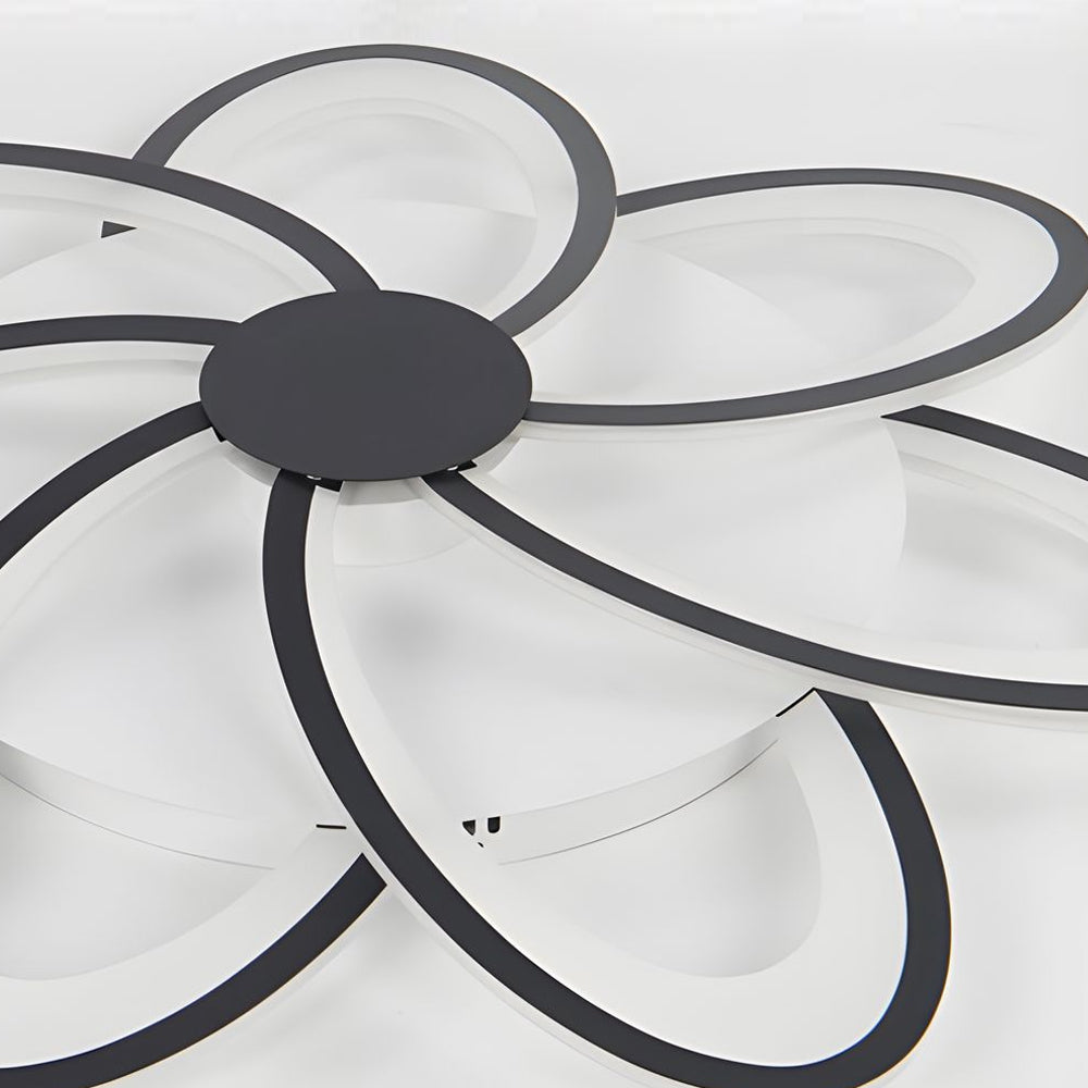 Geometric Flower LED Flush Mount Ceiling Light with Acrylic Petal Design in Black