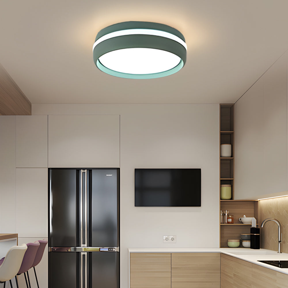 Modern Round LED Flush Mount Ceiling Light with Acrylic Shade for Bedroom Hallway and Living Room