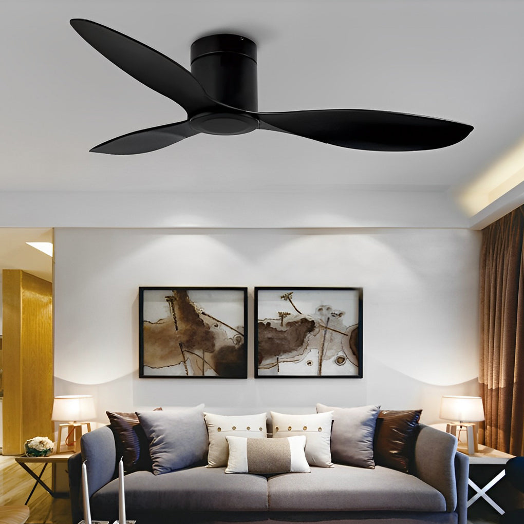 Modern 52 Inch Ceiling Fan with Dimmable LED Light and Remote 3 Blade Silent Motor Flush Mount