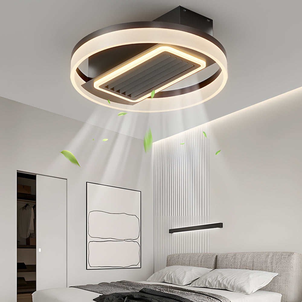 Nordic 19.7 Inch Low Profile Bladeless Ceiling Fan with Dimmable LED Light and 6 Speed Remote Control