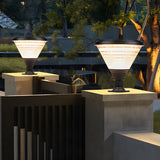 18.9 Inch Black Round Solar Pier Mount Post Light Waterproof Outdoor LED Fixture for Garden and Gate