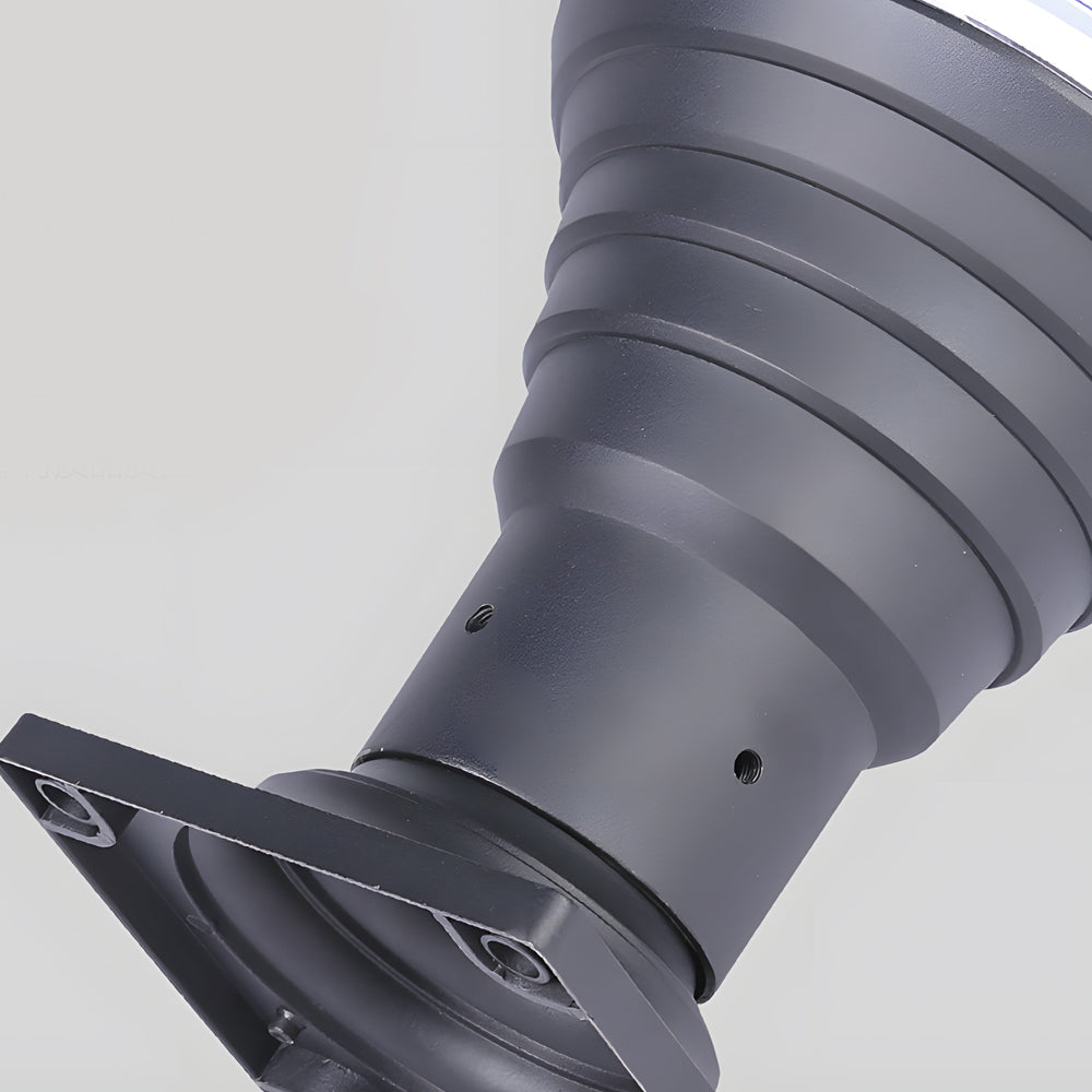 18.9 Inch Black Round Solar Pier Mount Post Light Waterproof Outdoor LED Fixture for Garden and Gate