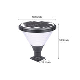 18.9 Inch Black Round Solar Pier Mount Post Light Waterproof Outdoor LED Fixture for Garden and Gate