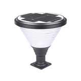 18.9 Inch Black Round Solar Pier Mount Post Light Waterproof Outdoor LED Fixture for Garden and Gate
